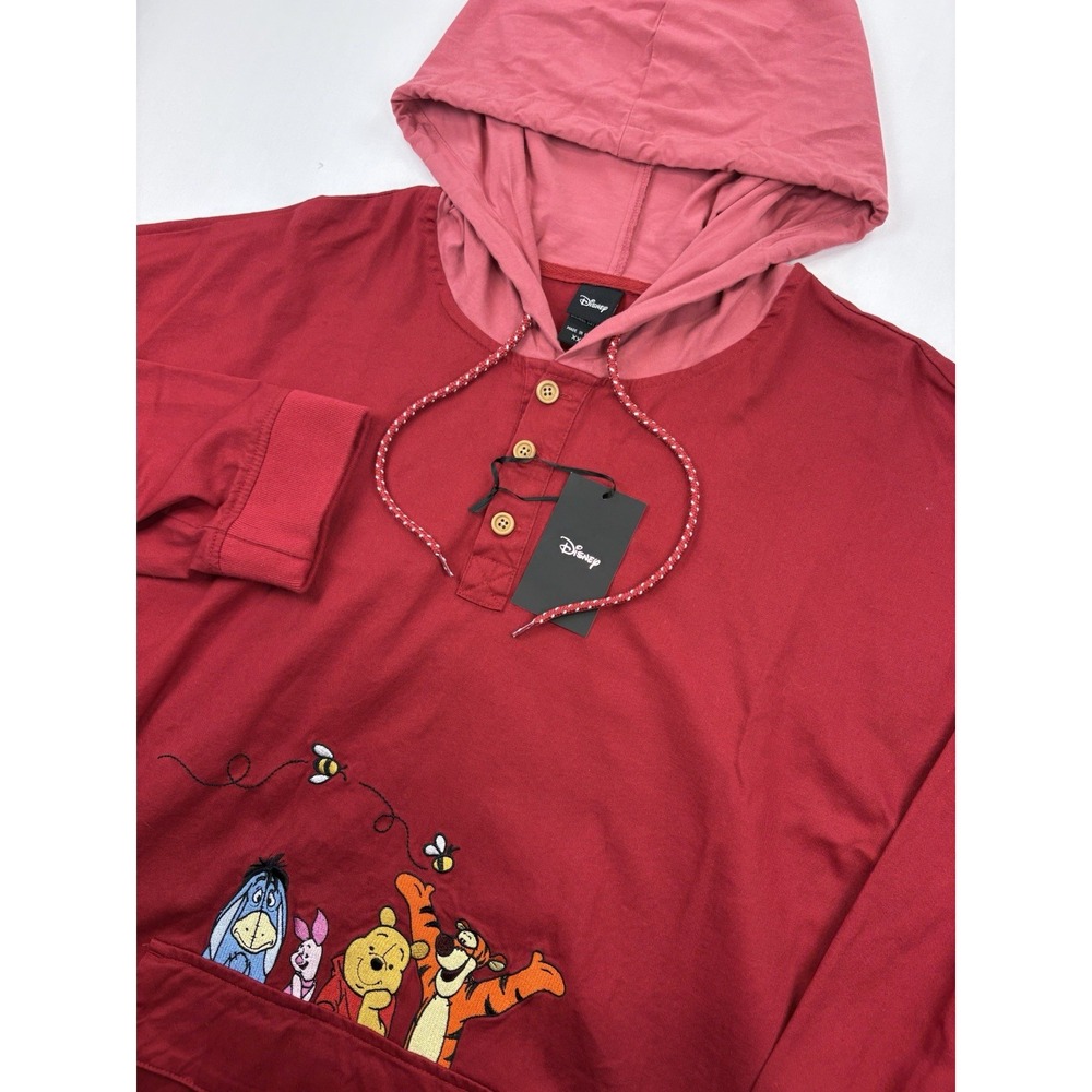 NWT Disney Winnie the Pooh "Oh Bother" Hoodie Organic Cotton Pullover Red 2XL